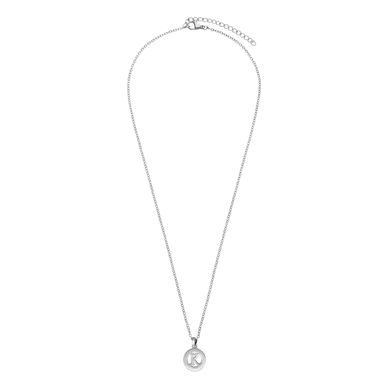 Stalen ketting met letter - K