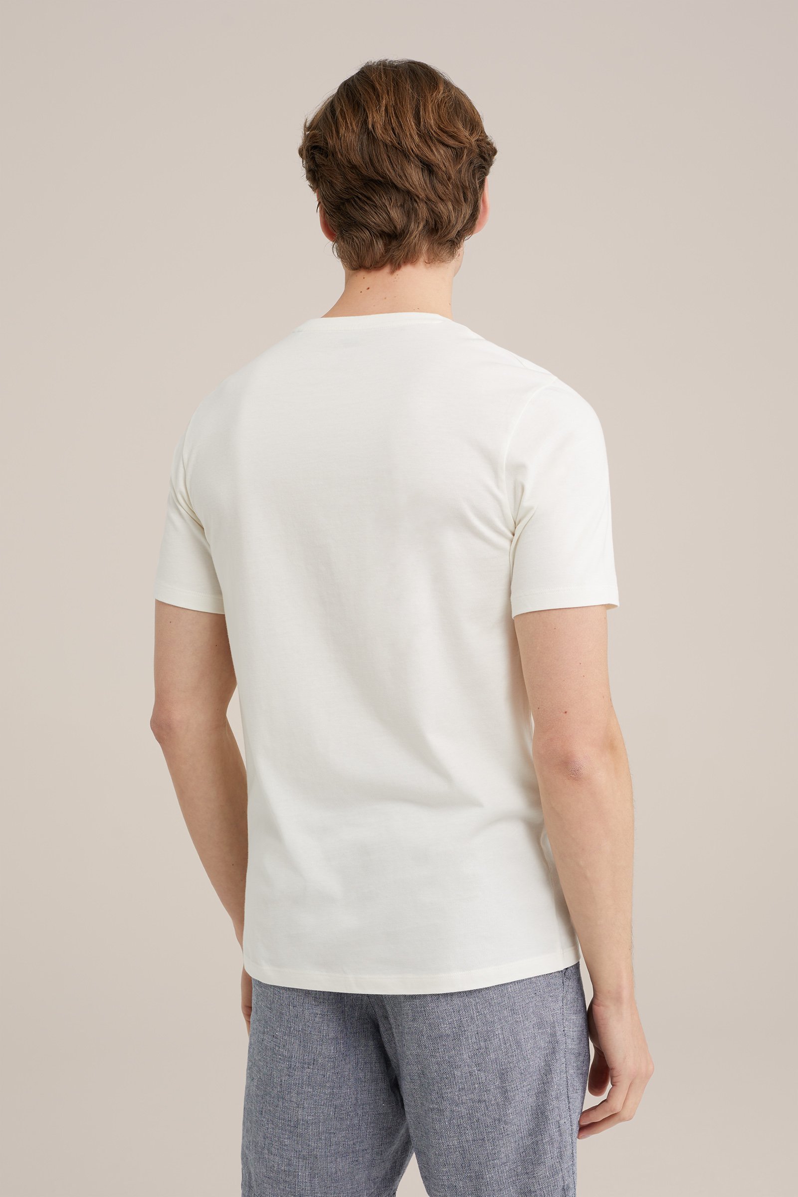 T-shirt met opdruk WE Fashion Gebroken wit