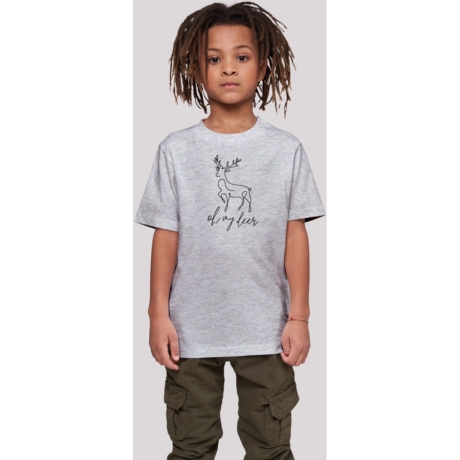 F4NT4STIC T-Shirt Winter Christmas Deer heather grey