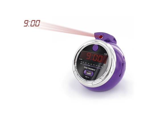 METRONIC - Radio-réveil pop purple fm usb projection double alarme - vi...