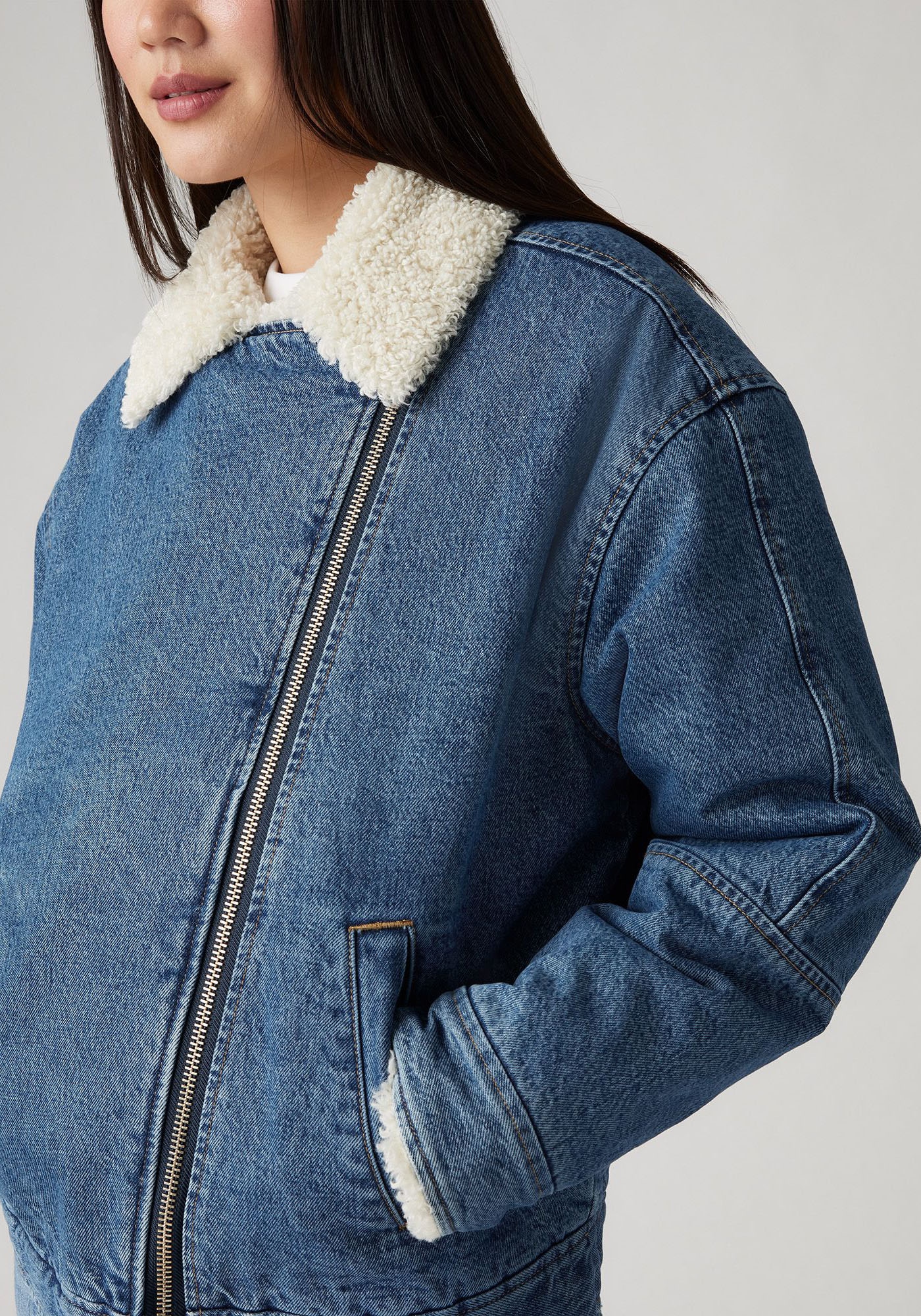 Levi's® Jeansjacke »SHERPA FLIGHT JACKET« ohne Kapuze mit Sherpa-Futter