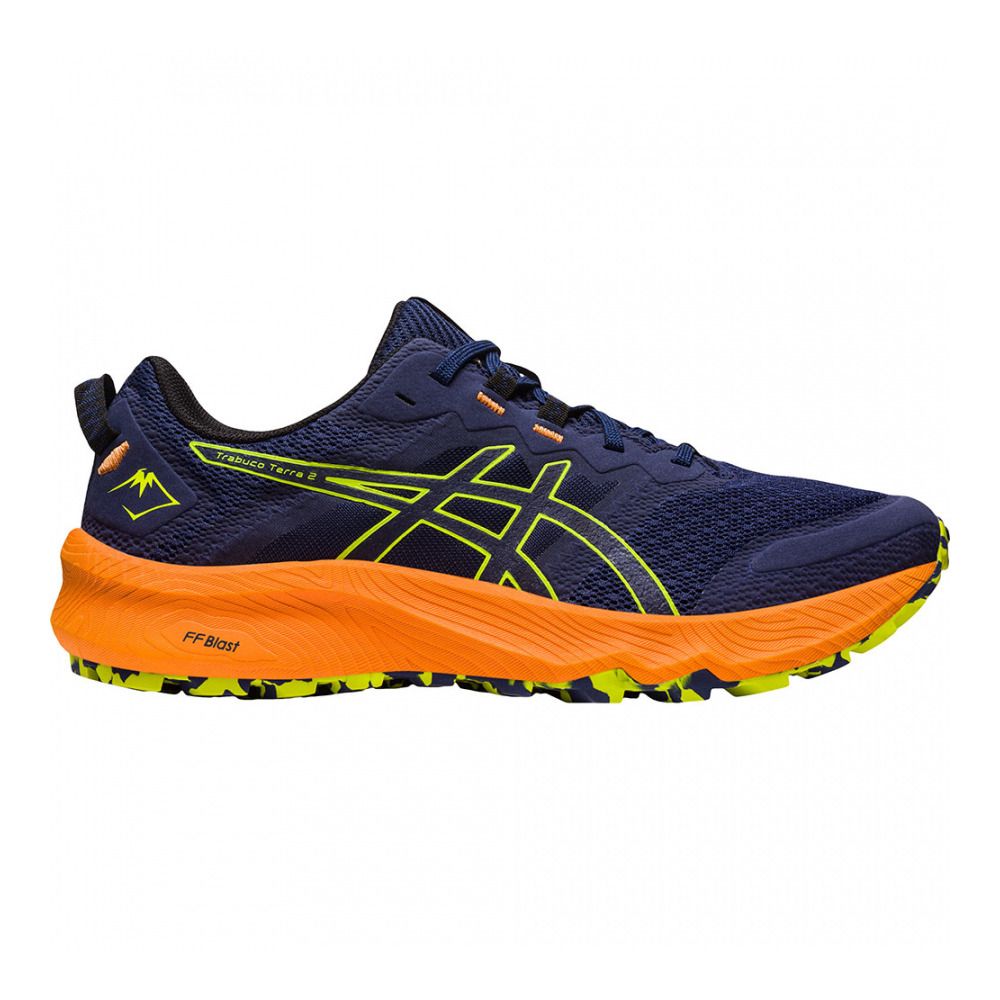Asics TRABUCO TERRA 2 - Chaussures trail Homme deep ocean/neon lime