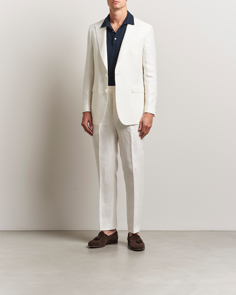 Oscar Jacobson Faldo Diagonal Linen/Tencel Tuxedo White