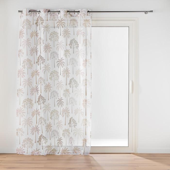 PANNEAU OEILLETS 140X240CM VOILE IMPRIME PALMEA NATUREL