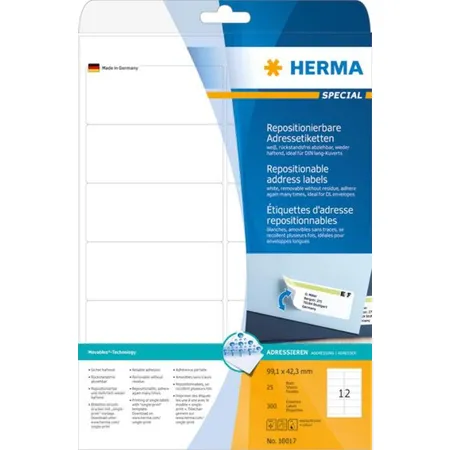 HERMA Etiketten, ablösbar, weiß, 99,1 x 42,3mm, 300 Stück