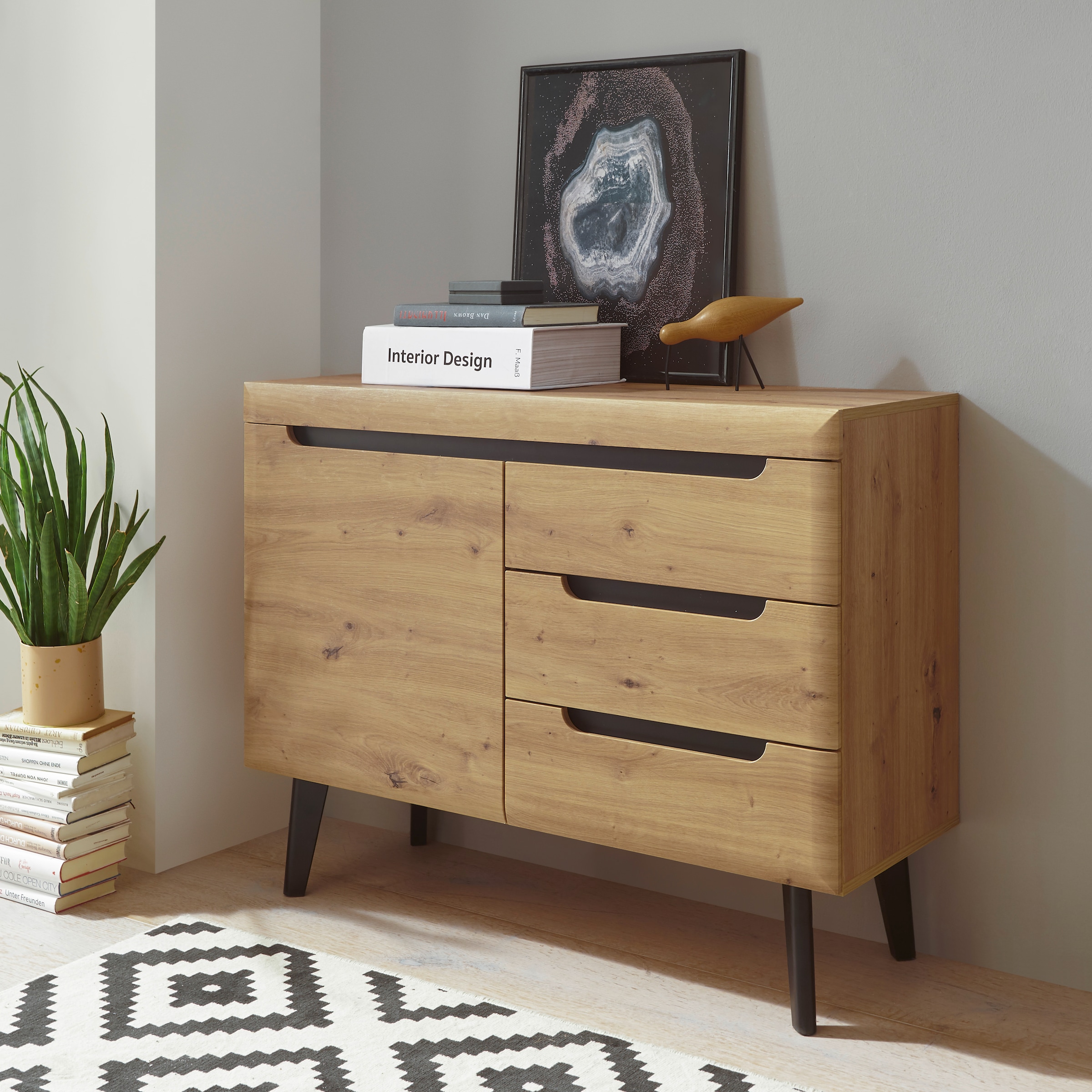 INOSIGN Sideboard »Torge, Anrichte, Kommode, Schubladenschrank« 1 Stk. tlg. abgeschrägte Füsse, drei Farben, Scandi Design, 107 cm breit