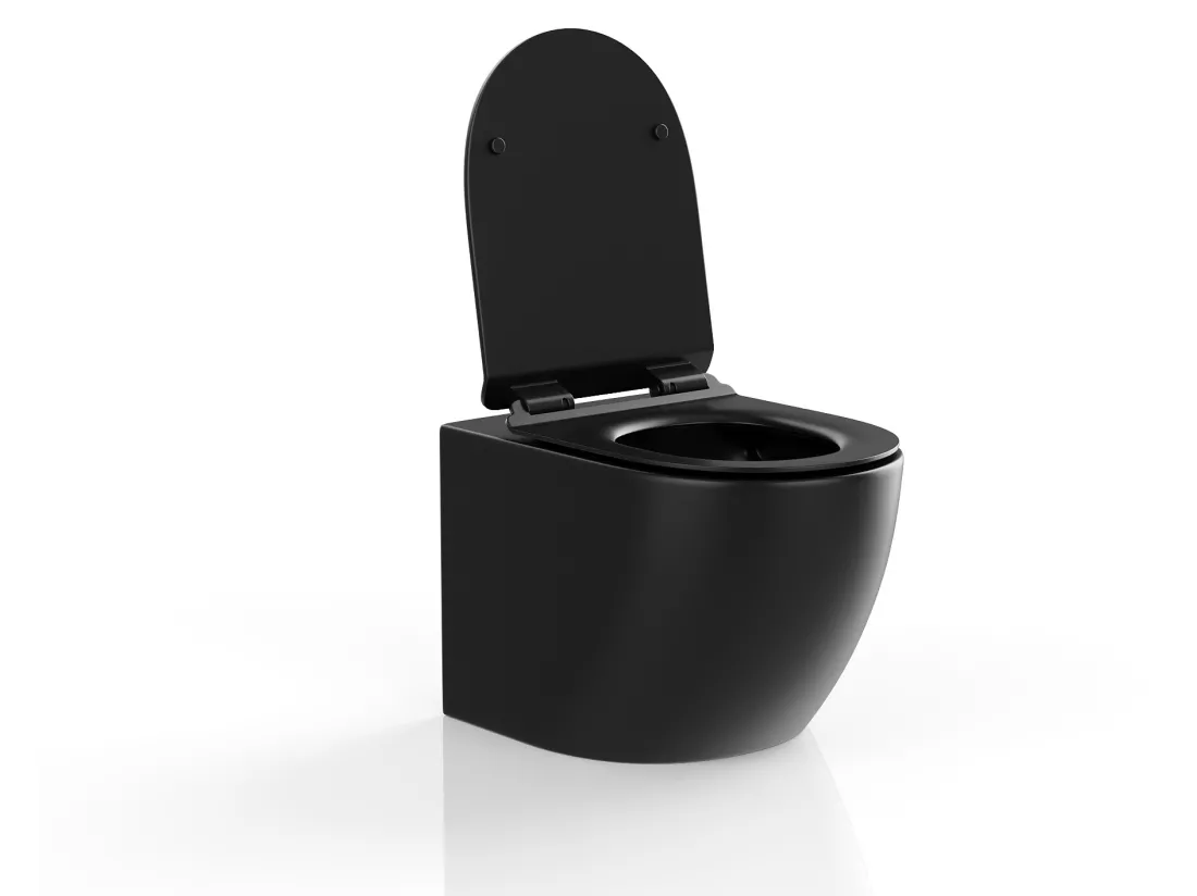 WC suspendu noir mat en céramique sans bride - JAVOINE
