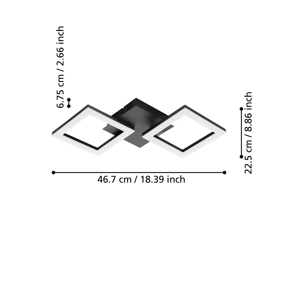 EGLO - Paranday-Z loftlampe m/firkanter sort 47x22,5 - TW - Zigbee, Bluetooth
