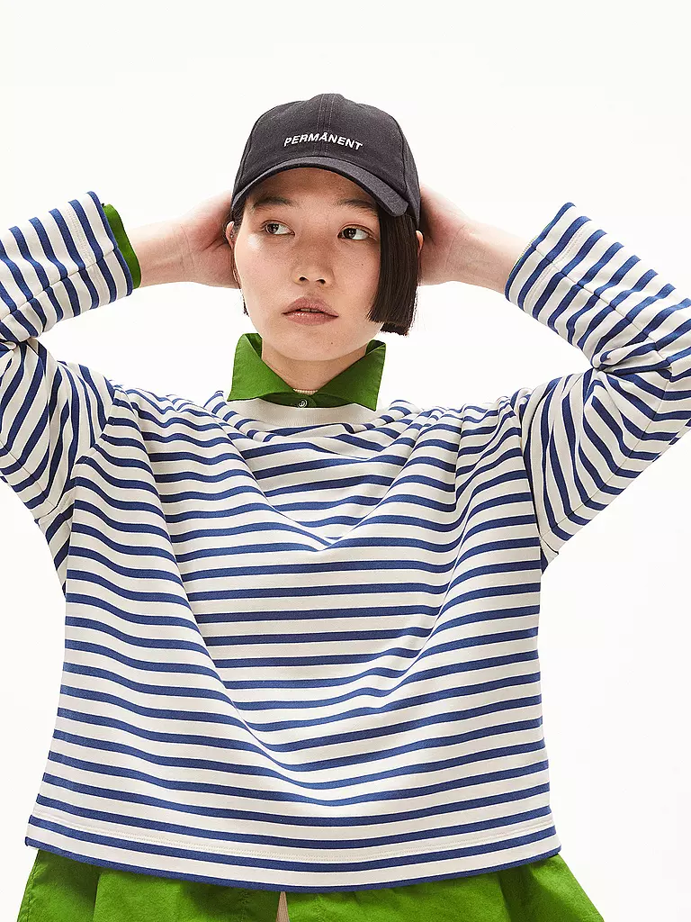 ARMEDANGELS Sweater Oversized Fit FRANKAA  STRIPES dunkelblau
