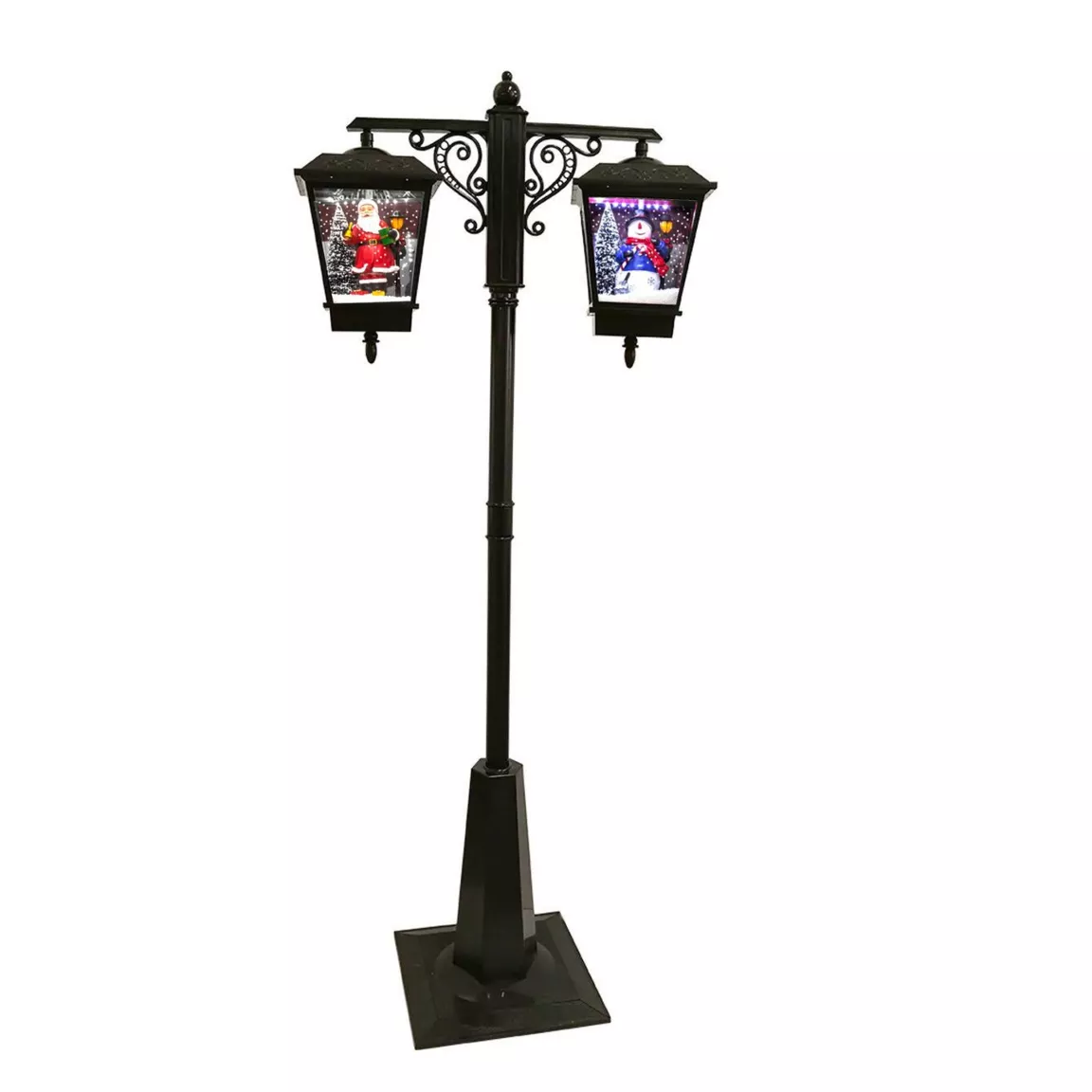 Lampadaire de Noël illuminé (H188 cm) Double Figurine Noir