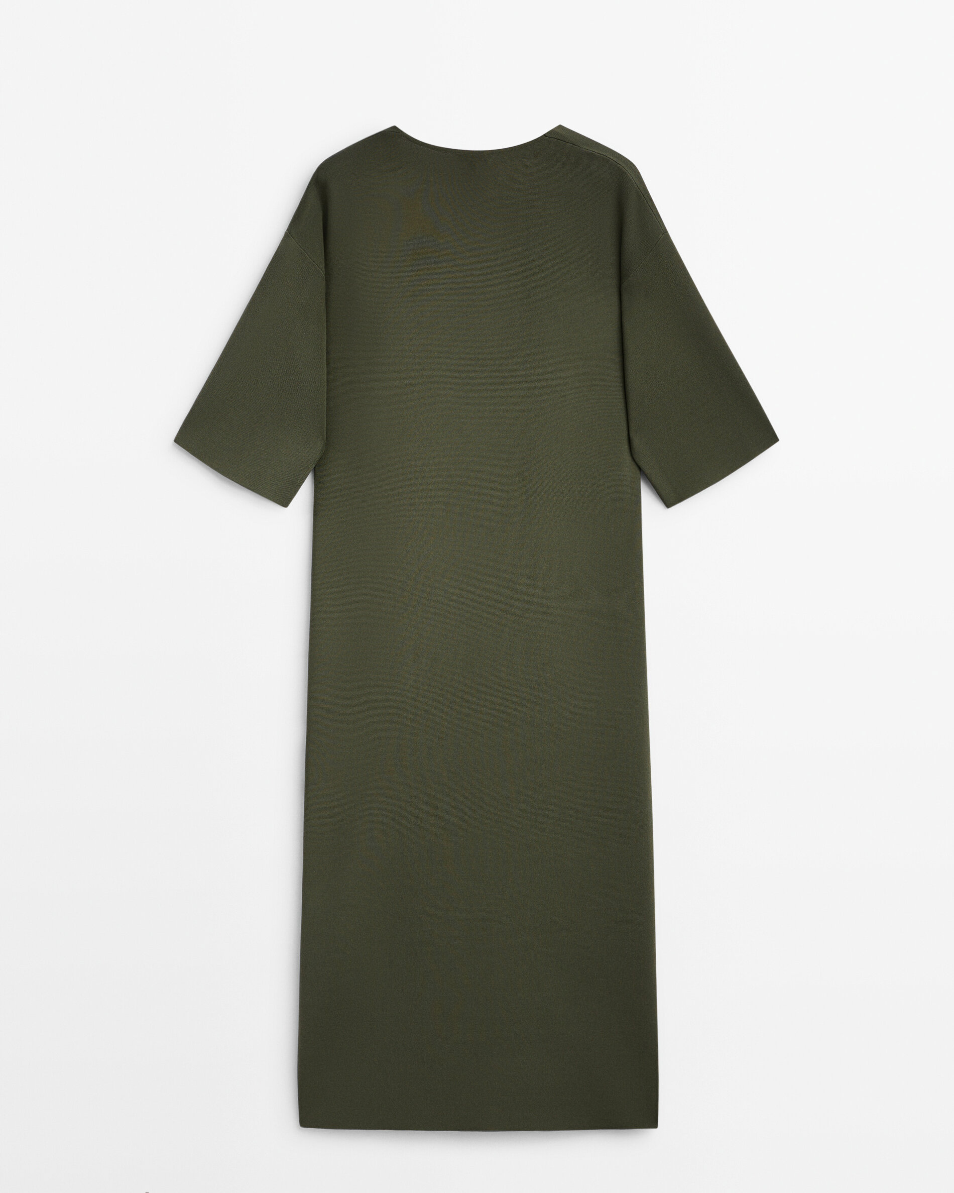 Vestido de malha com decote em V - VERDE CLARO
