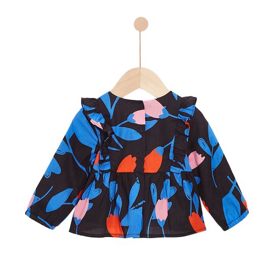 Pop mood Tunique   bleue fleurie        de               Marèse