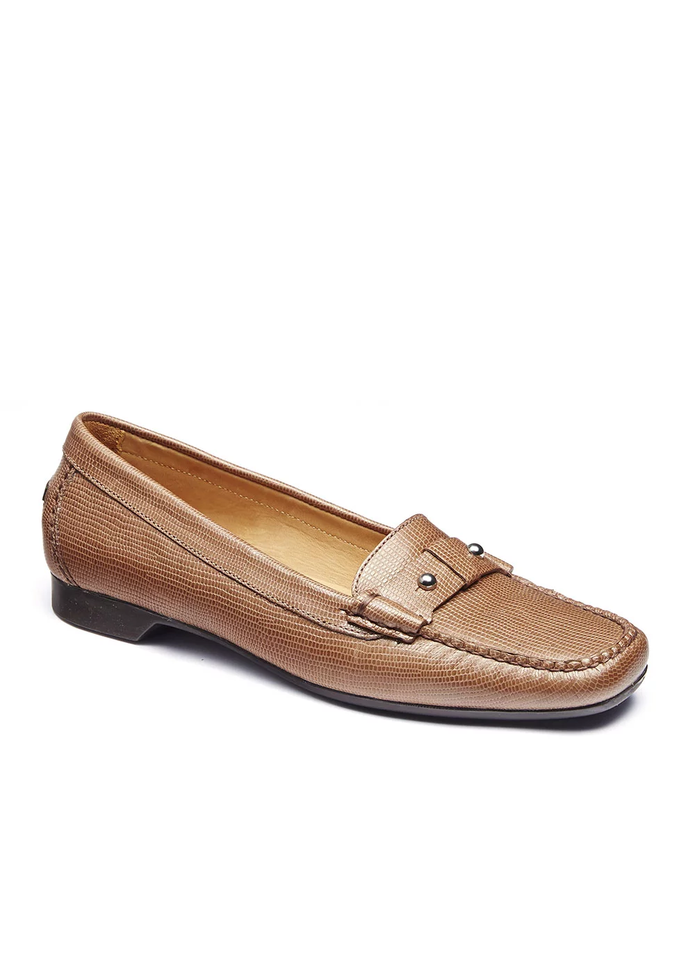 SQUARE BUTTON CUIR BEIGE
