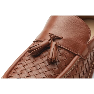 Herrenschuh geflochten, Cognacbraun