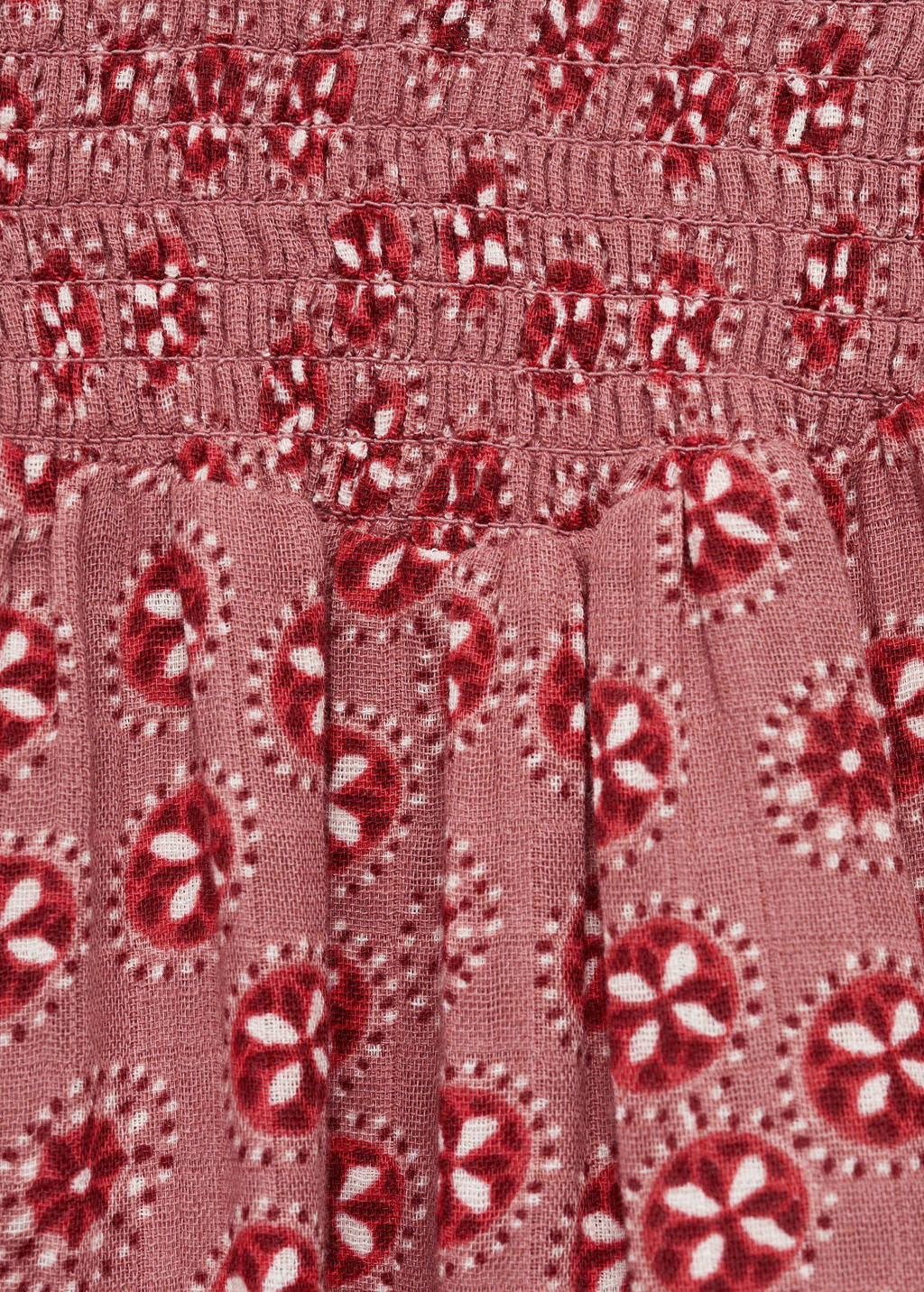 Mango Kids trapeze jurk met all over print roze/rood/wit