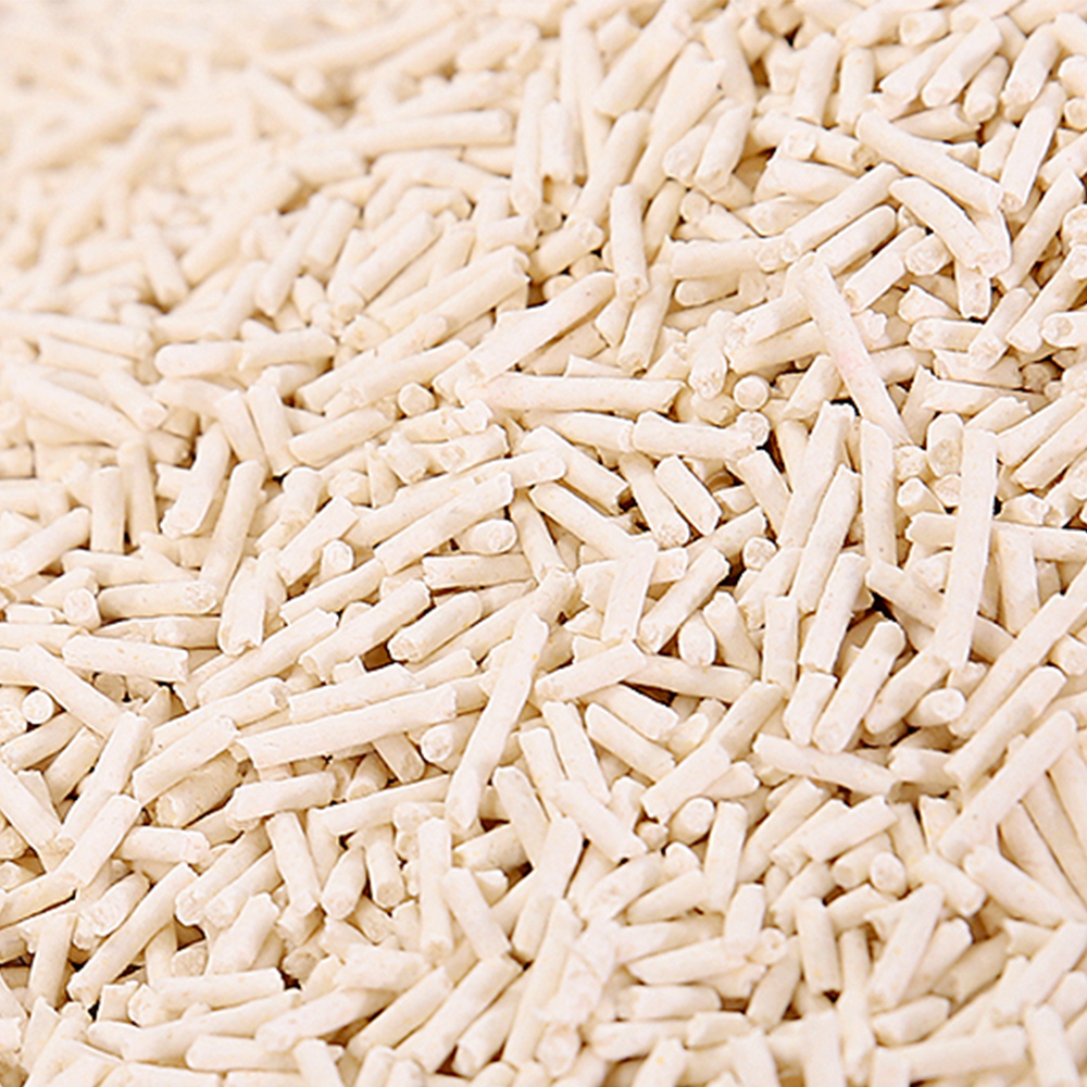 Areia higiênica orgânica de tofu vegetal para gatos, sem poeira, com aglomerante natural.