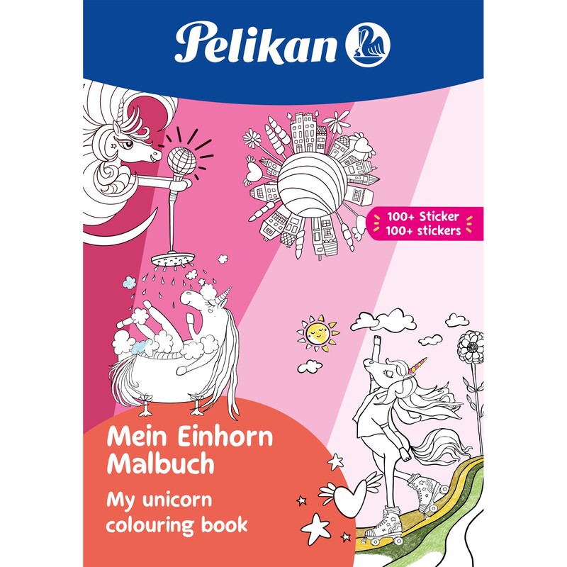 Pelikan Malbuch mit Stickern, Einhorn, A4