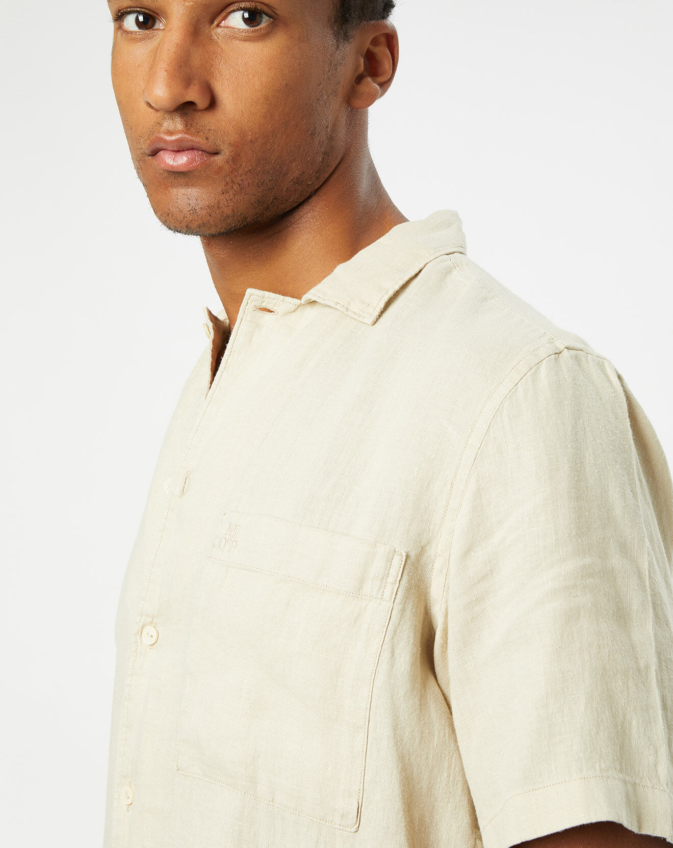 Marc O'Polo Chemise 100% Lin manches courtes Poche beige