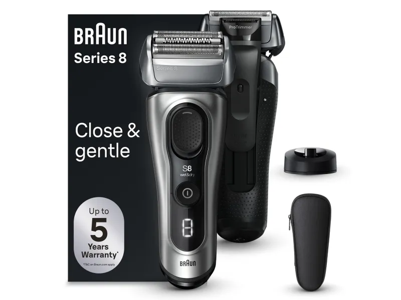Braun Series 8 8517s, Sølv, Knapper, Batteri, Lithium-Ion (Li-Ion), Indbygget batteri, 60 min.