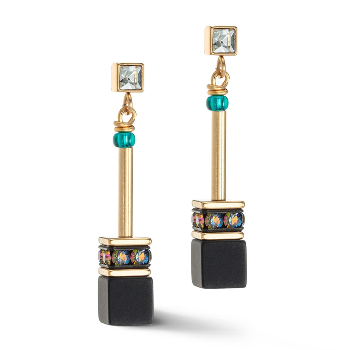 Boucles d'oreilles Coeur de lion GeoCUBE®Iconic Nature Chain noir multicolore