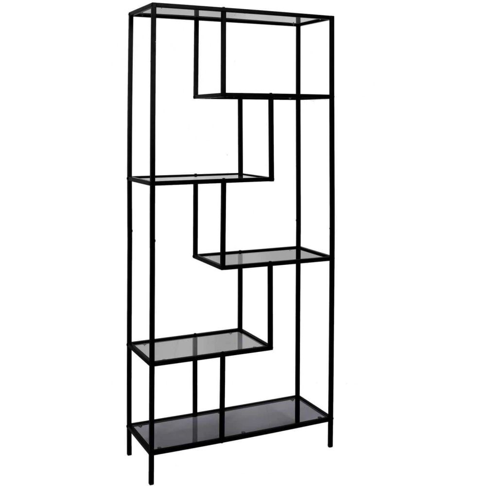 Etagère en métal et verre fumé edison 80 x 30 x 180 cm
