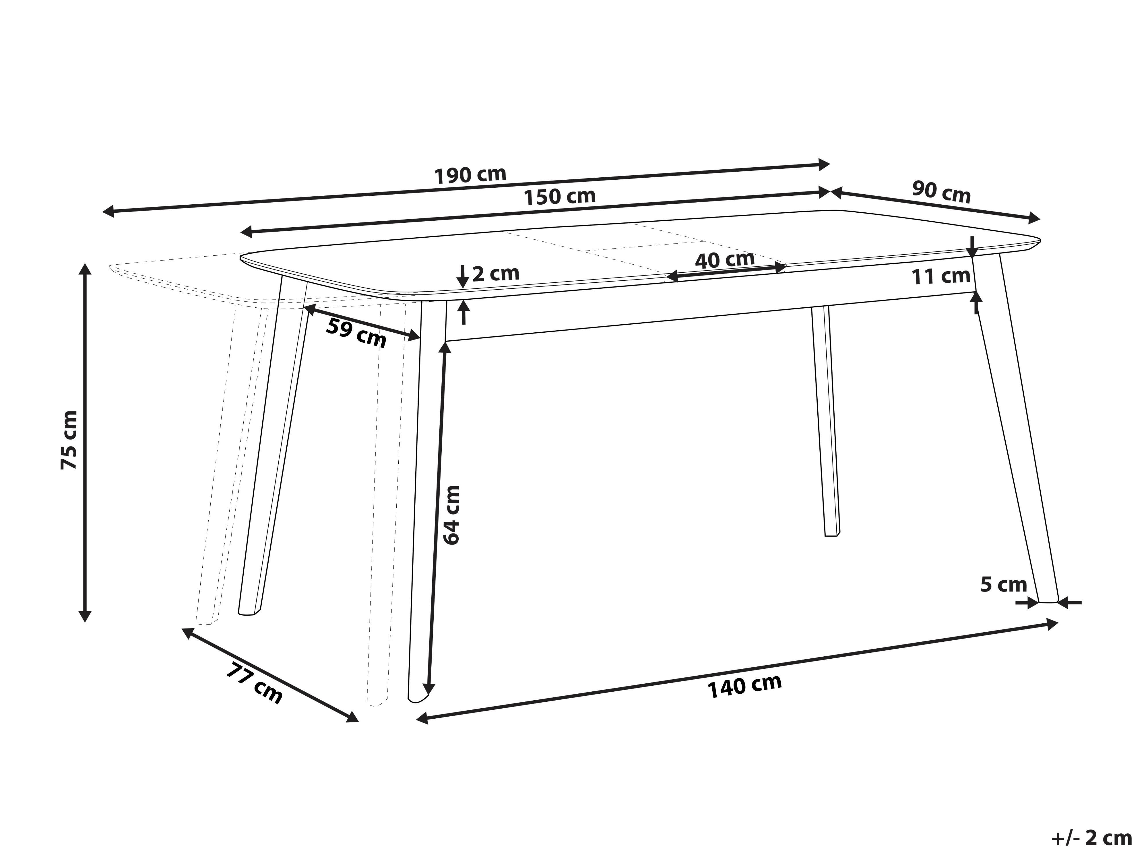 Eettafel uitschuifbaar MADOX Licht eikenhout 90 cm 150/190 cm