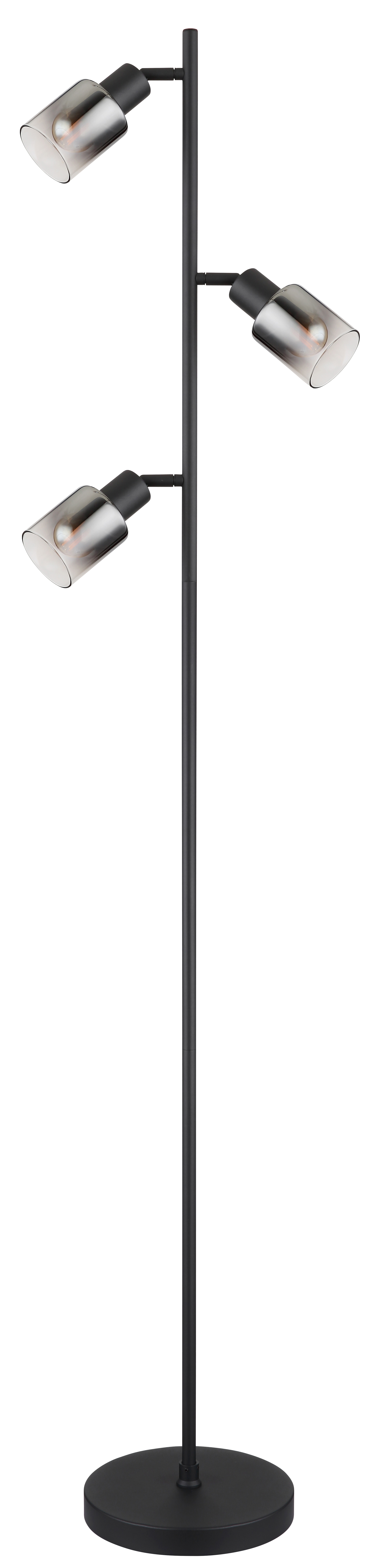 GLOBO Retrofit Stehleuchte Hubertus schwarz /rauchfarbig-klar 23x23cm H154cm