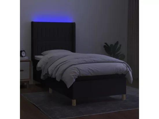 Sommier tapissier avec matelas et LED Noir 90x190 cm Tissu