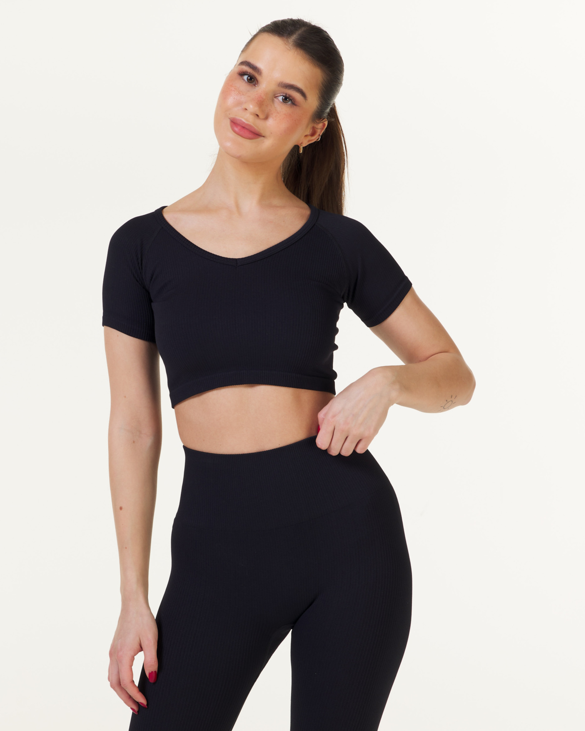 Bumpro Perfect Rib Crop Tee Black