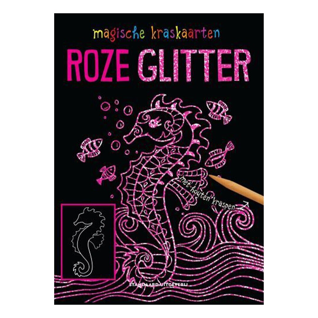 Standaard uitgeverij kraskaarten roze glitter