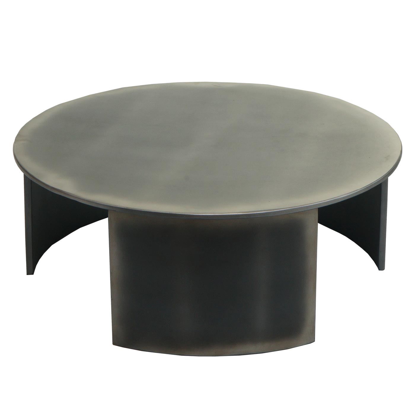 Couchtisch MCW-L74, Beistelltisch Wohnzimmertisch, MVG-zertifiziert Industrial, rund Ø80cm, Metall-Optik gebürstet