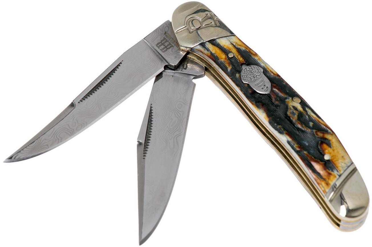Rough Ryder Copperhead Cinnamon Stag RR2161 Damascus slipjoint zakmes