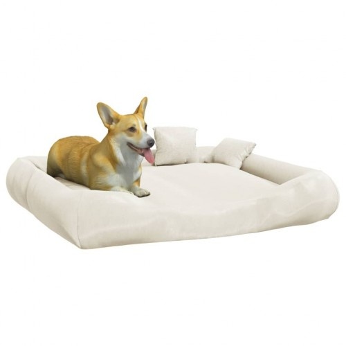 Cama retangular acolchoada bege para animais de estimação Vidaxl