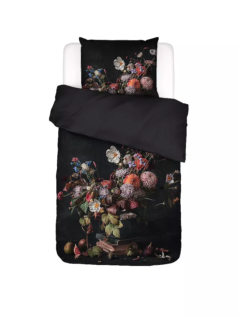 ESSENZA Satin-Bettwäsche BOUQUET 70x90cm/140x200cm Anthracite grau