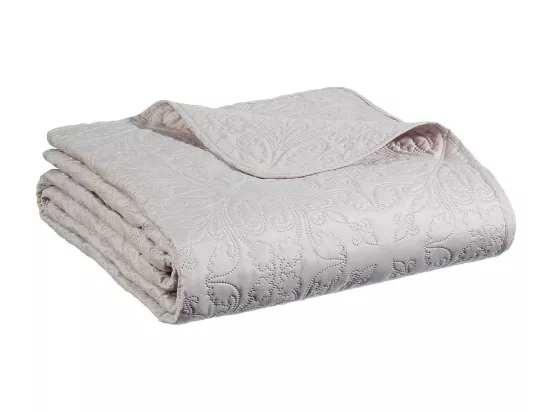 Dessus de lit Beige Lin motif Arabesque 240 x 260 avec 2 Taies