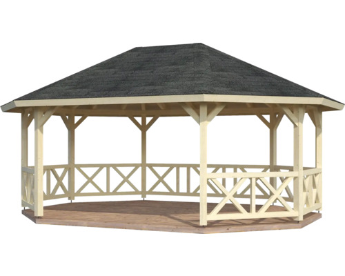 Palmako Betty paviljoen met leuning, 25,0 m², 617 x 467 cm, natuurlijk