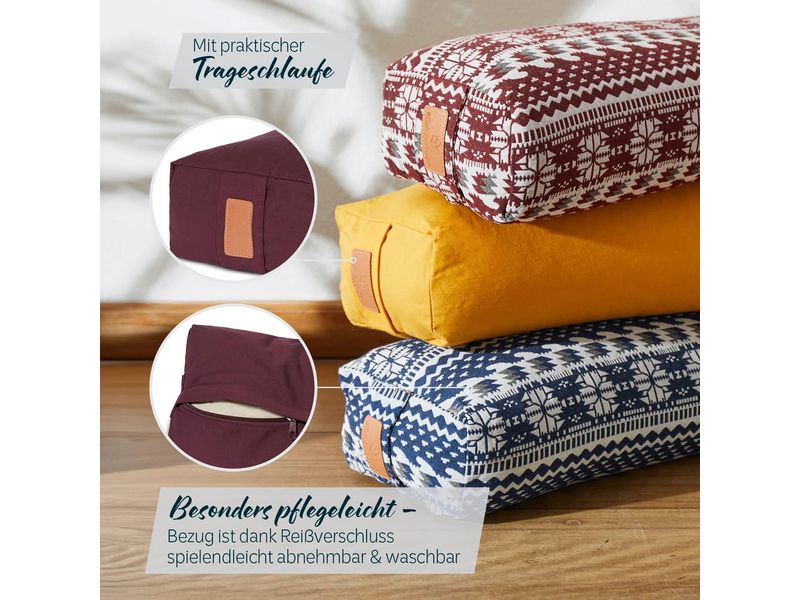 DoYourYoga Yoga-Bolster Paravati Bio-Dinkelspelz, Dunkelrot Yoga-Zubehör