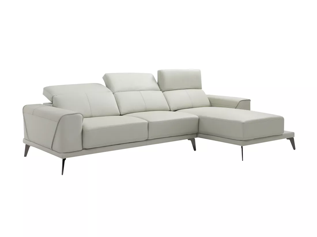 Canapé d'angle droit en cuir de buffle beige ANDOR