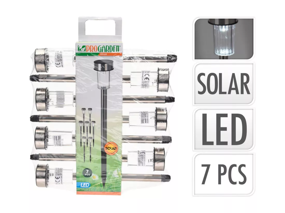 Balise LED Extérieure Acier Inoxydable en Saillie pour Sol avec Piquet Daura (7 Un) Blanc chaud 2700K