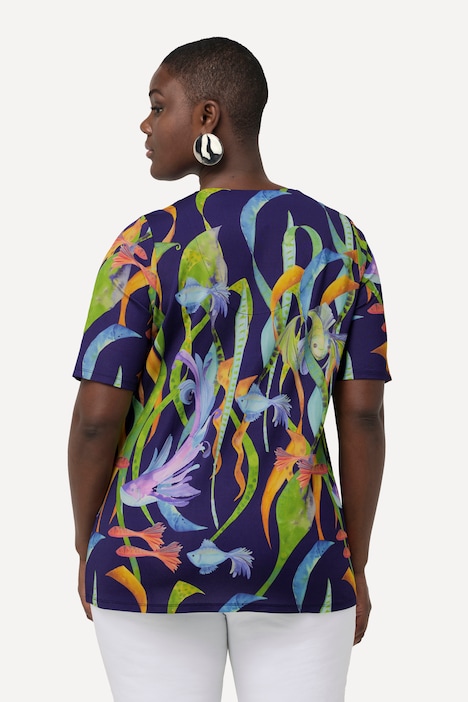 Slinkyshirt, Fische, Classic, V-Ausschnitt, Halbarm