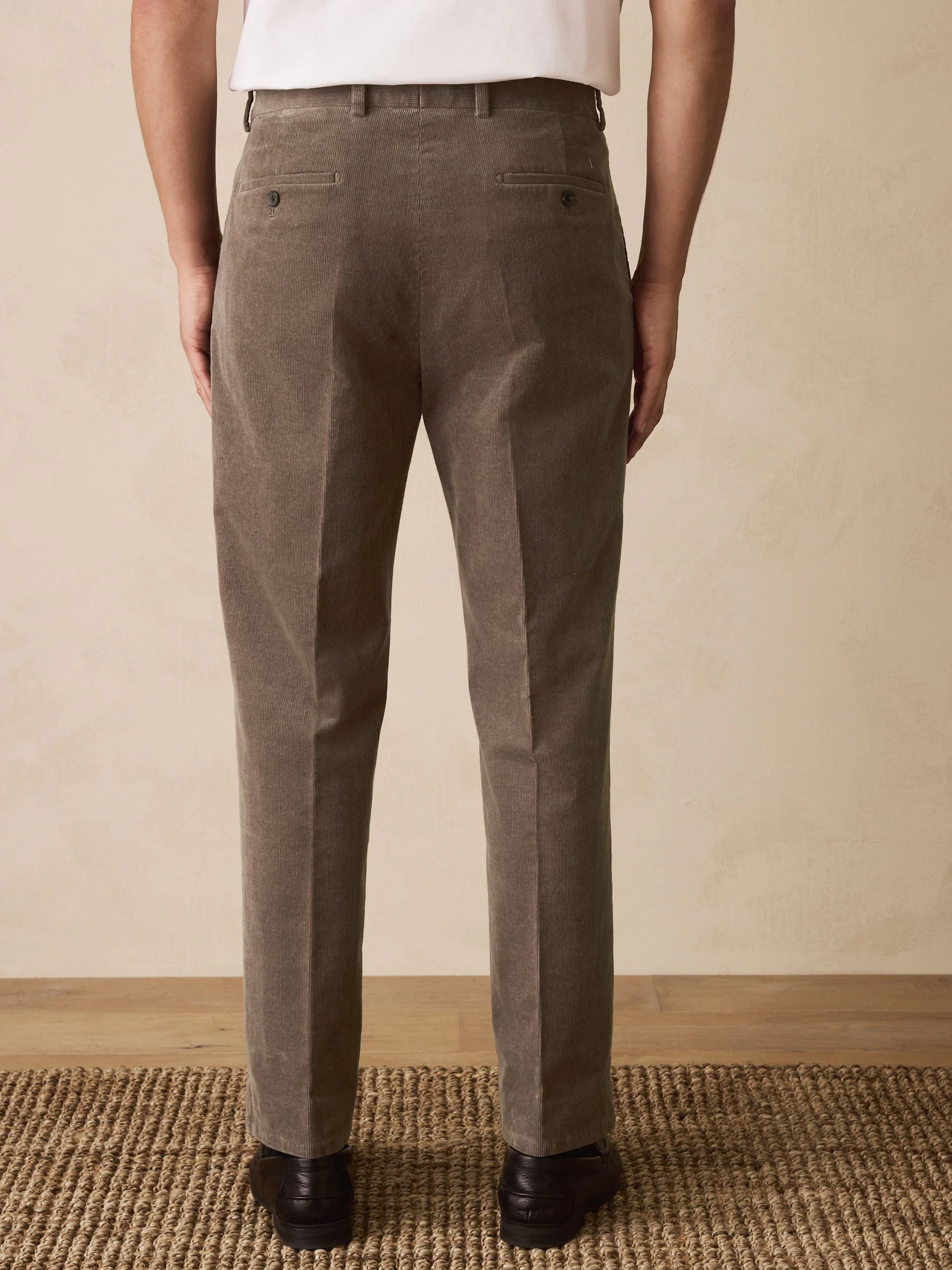 Taupe bruin - Straight Fit Smart Cotton Rich Cord Trousers