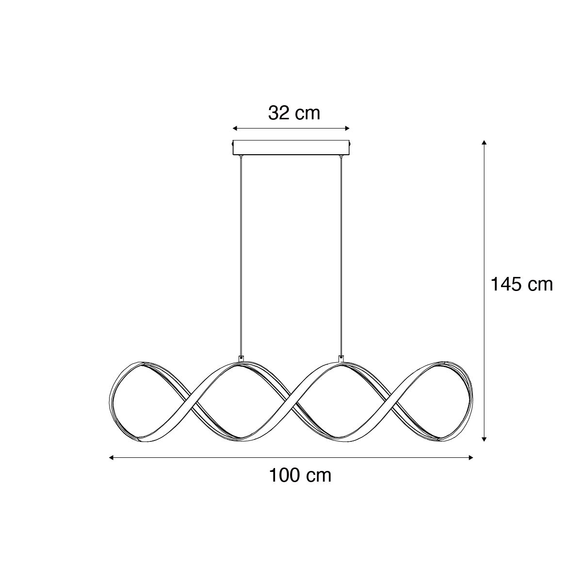 Design hanglamp zwart 100cm incl. LED 3-staps dimbaar - Wokkel
