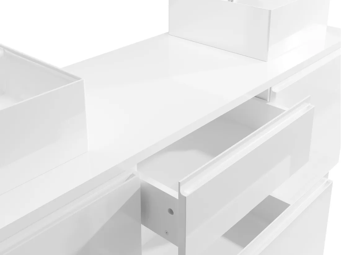 Meuble de salle de bain suspendu avec double vasque - Blanc - 150 cm - JIMENA II