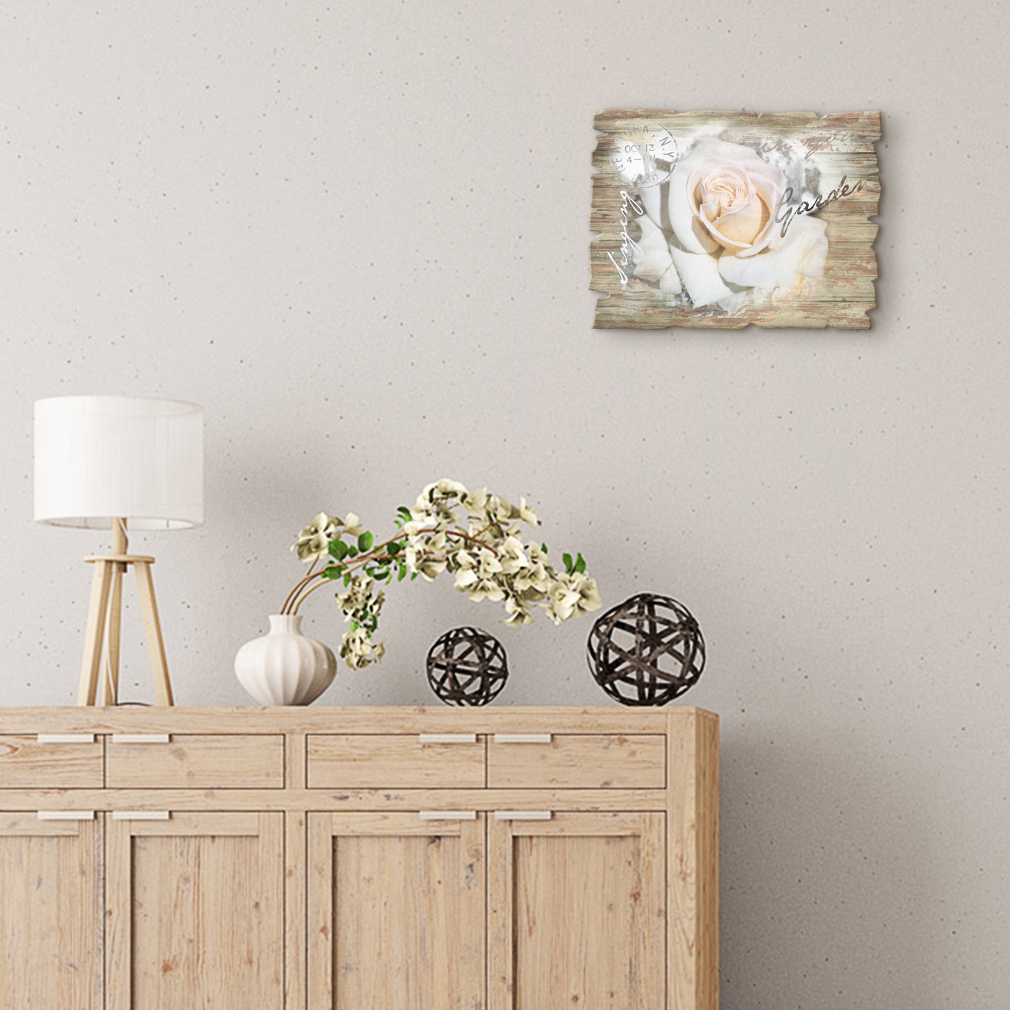 Artland Holzbild »In Buchstaben - Rose« Blumen 1 Stk. tlg.