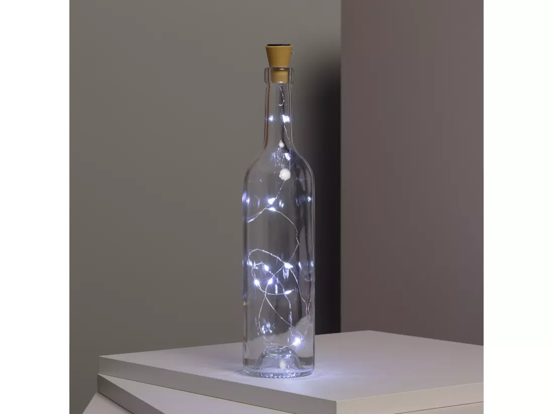 Guirlande LED Extérieure Solaire Fil de Fer pour Bouteille 6000K Blanc froid
