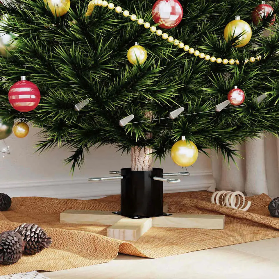 vidaXL - Kerstboomstandaard 50x50x16 cm - Zwart - Massief grenenhout