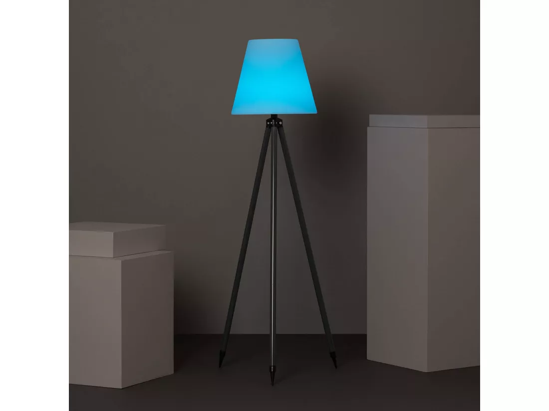Lampadaire LED Extérieur Solaire Métal RGB Kefre avec Batterie USB Rechargeable Gris
