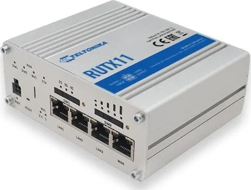 Teltonika RUTX11 - Trådløs router - WWAN 4-port switch - 1GbE - Wi-Fi 5 - DIN monterbar på skinne
