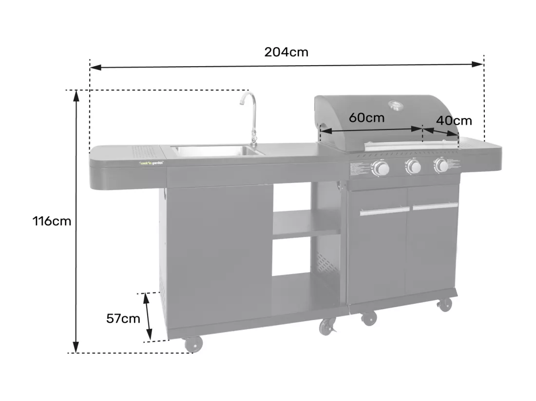 Cuisine extérieure modulable FYRA - 3 brûleurs - COOK'IN GARDEN