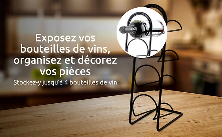 Range-bouteilles en acier Compactor noir 4 compartiments